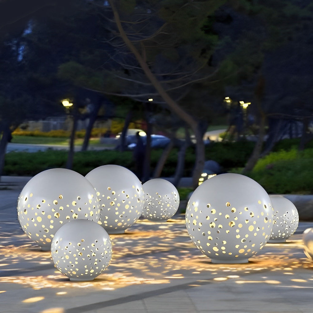 Outdoor Waterproof Sphere Light - Modern Hollow Metal Garden Fixture