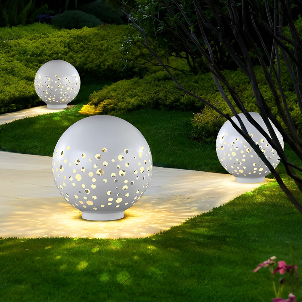 Outdoor Waterproof Sphere Light - Modern Hollow Metal Garden Fixture