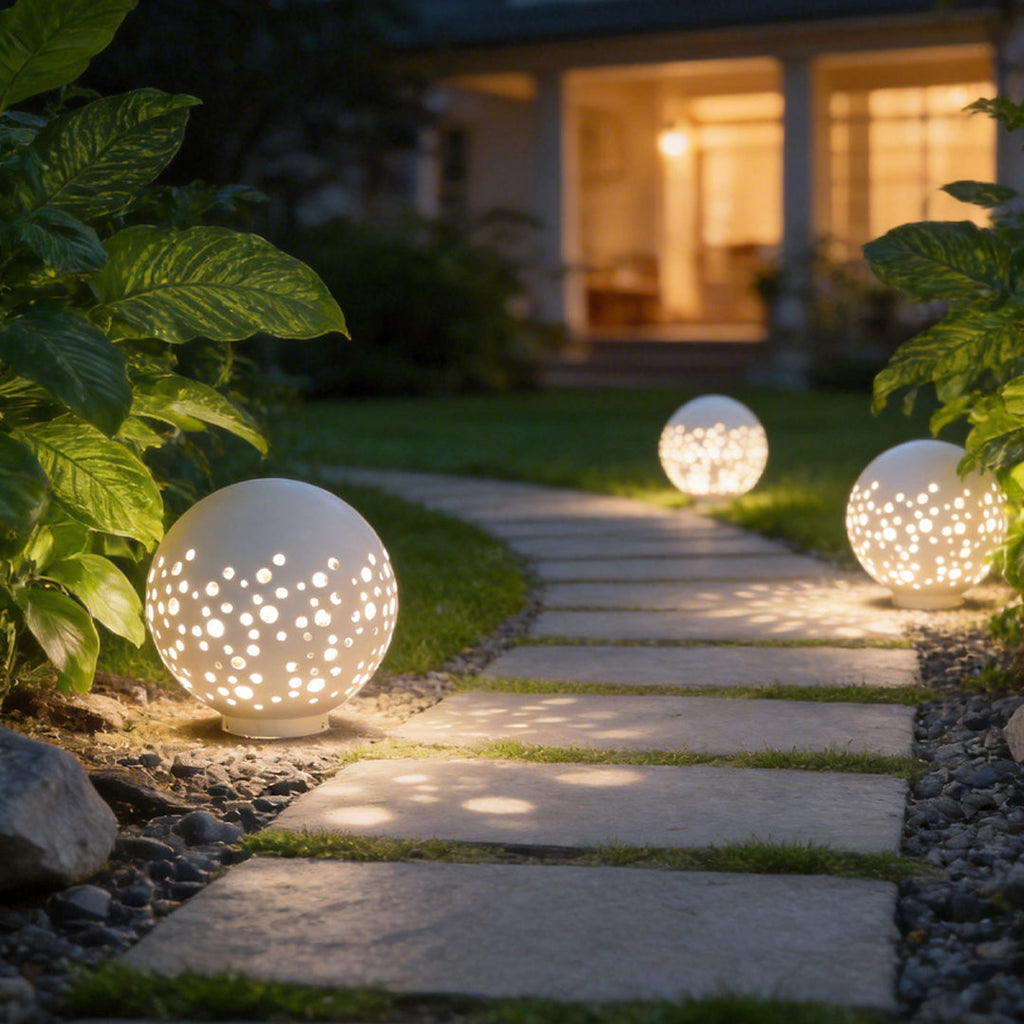 Outdoor Waterproof Sphere Light - Modern Hollow Metal Garden Fixture