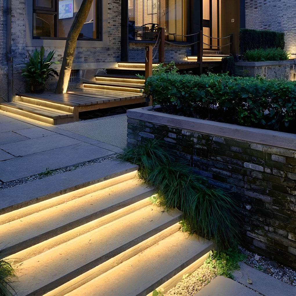 Outdoor LED Stair Lighting Strips - Waterproof Silicone White Lights