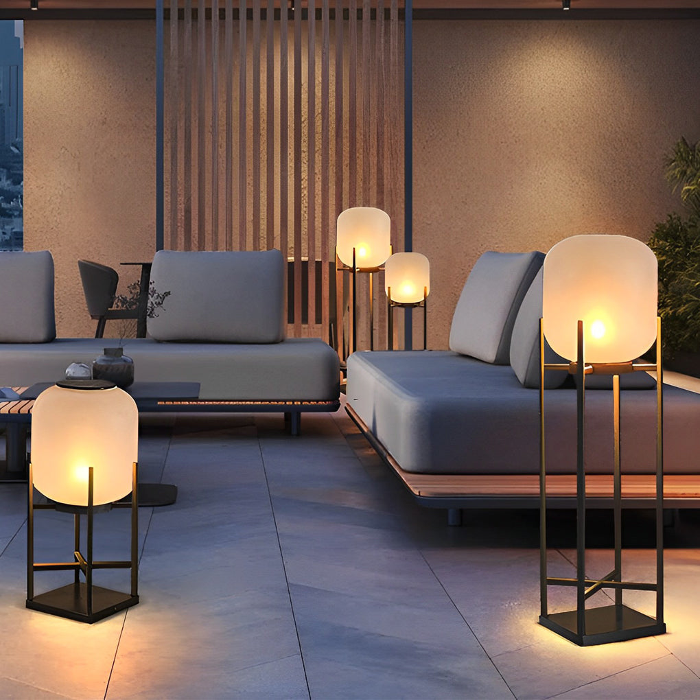 Outdoor LED Metal Floor Lamp - Standing Light Lantern for Patios, Gardens, and Decks