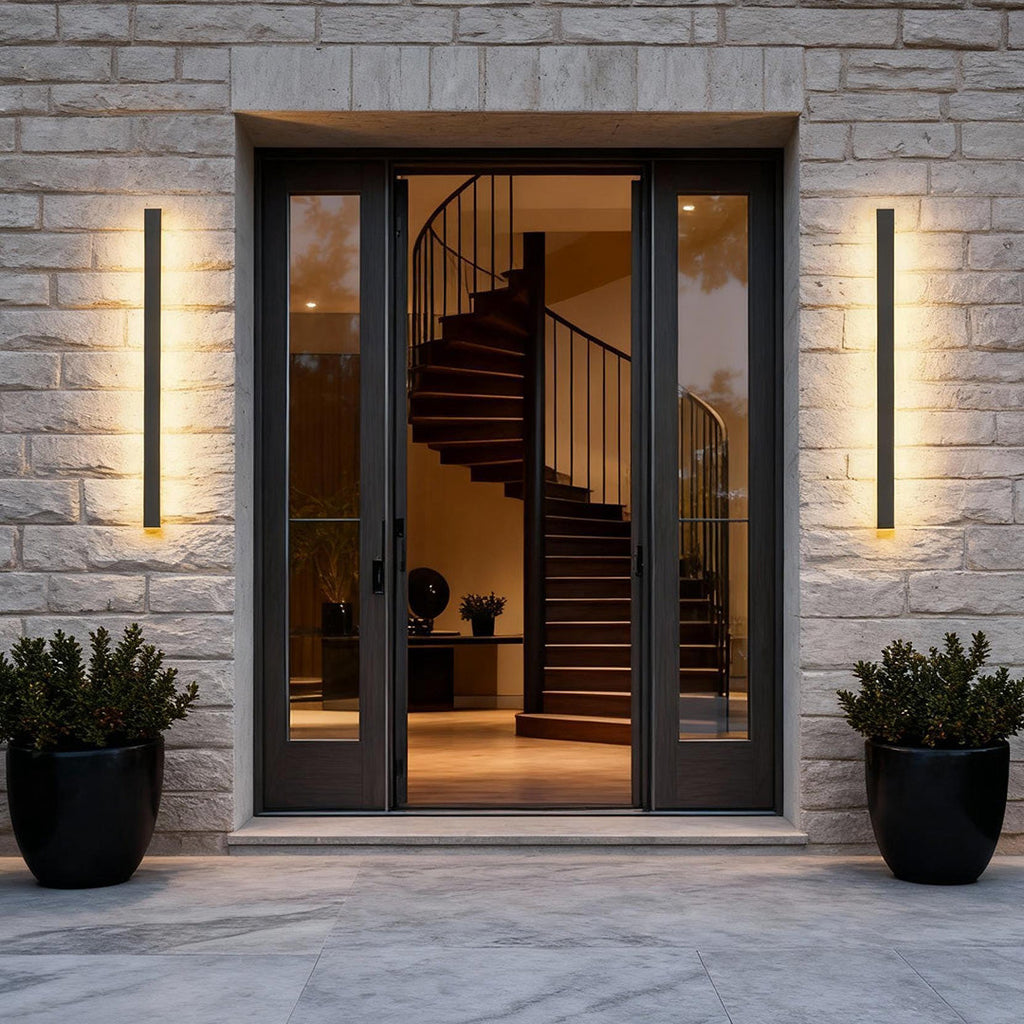 Outdoor Black Linear LED Wall Light - Integrated Modern Lighting