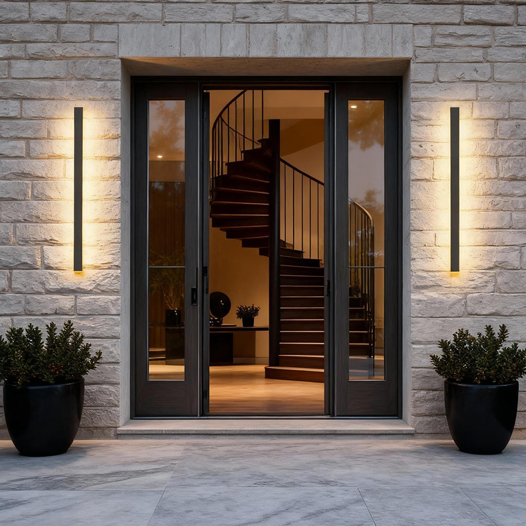 Outdoor Black Linear LED Wall Light - Integrated Modern Lighting