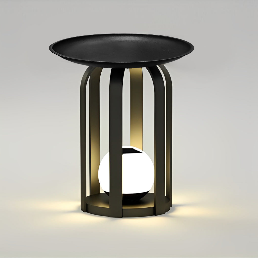 Outdoor Solar Tray Floor Lamp - Modern Waterproof Dual-Function Light