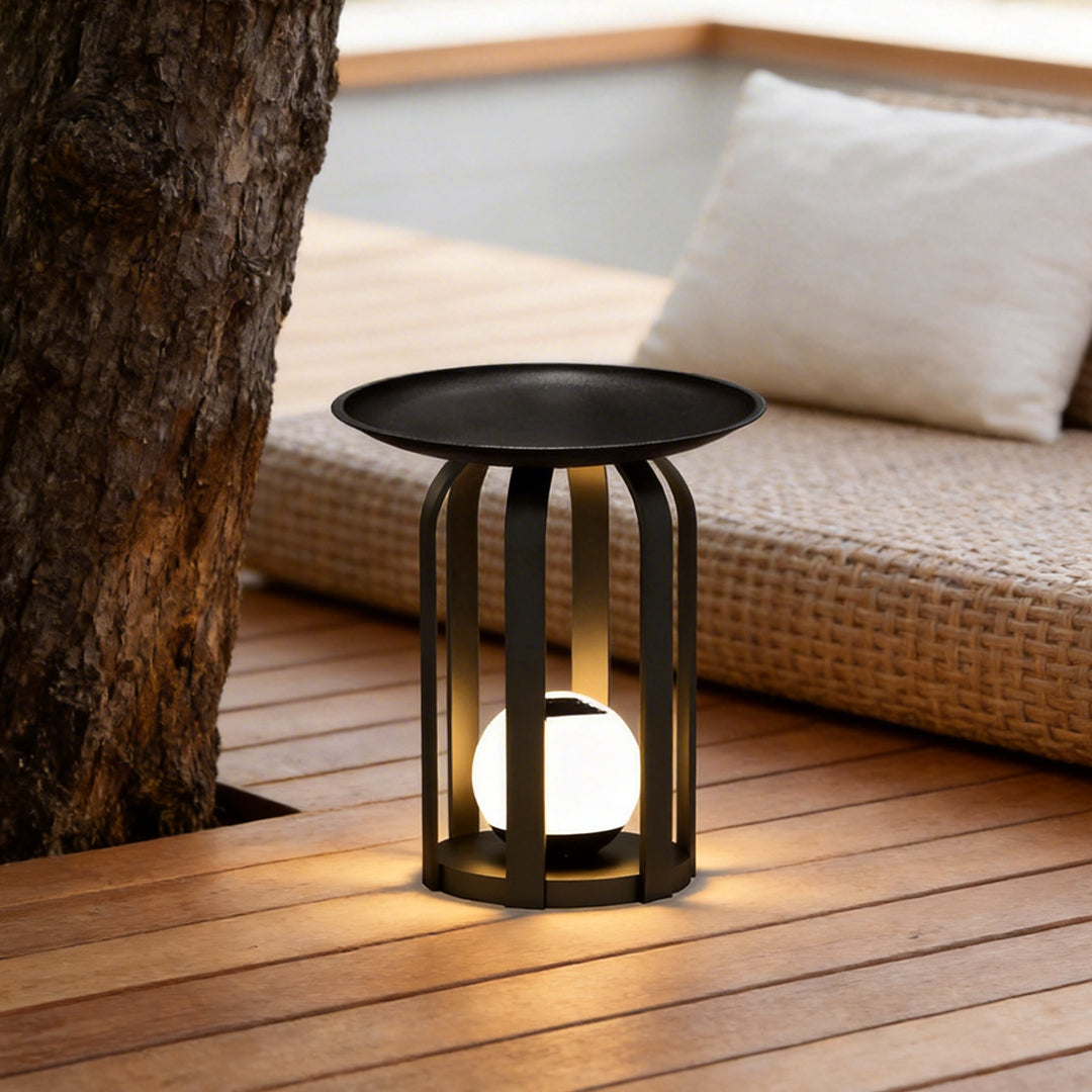 Outdoor Solar Tray Floor Lamp - Modern Waterproof Dual-Function Light