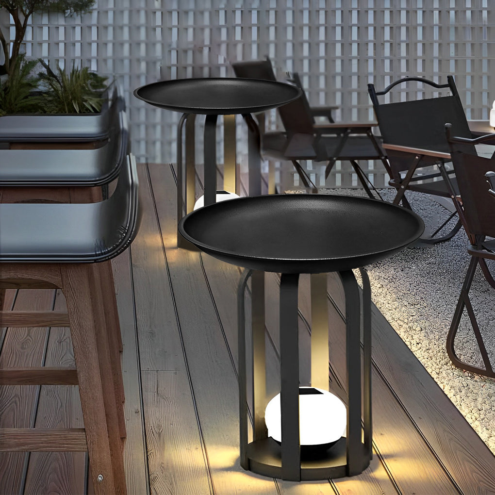 Outdoor Solar Tray Floor Lamp - Modern Waterproof Dual-Function Light