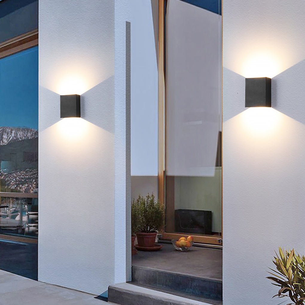 Waterproof Square LED Up and Down Wall Lights - Modern Outdoor Lighting