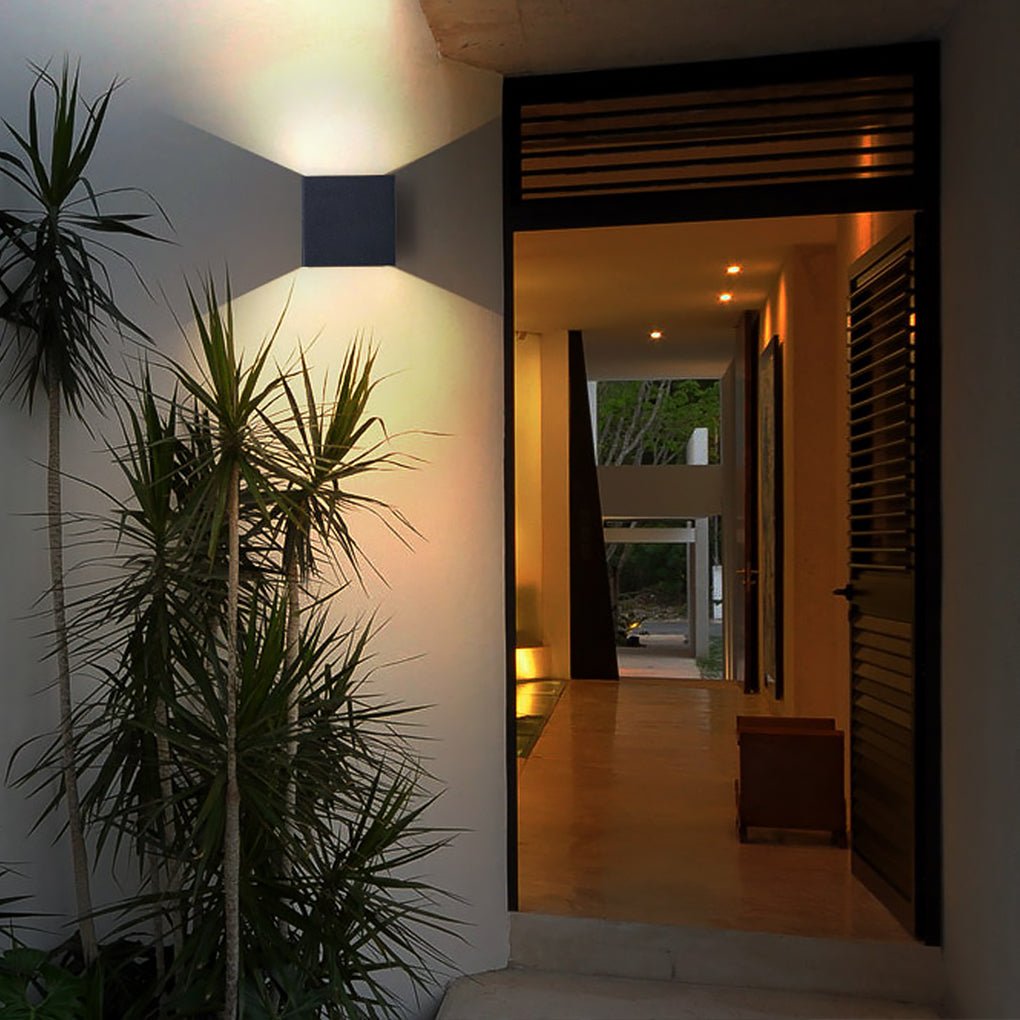 Waterproof Square LED Up and Down Wall Lights - Modern Outdoor Lighting