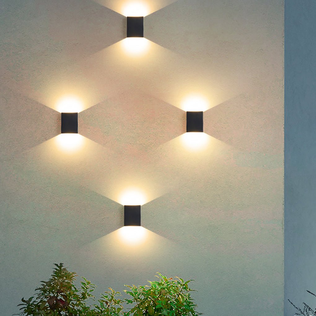 Waterproof Square LED Up and Down Wall Lights - Modern Outdoor Lighting