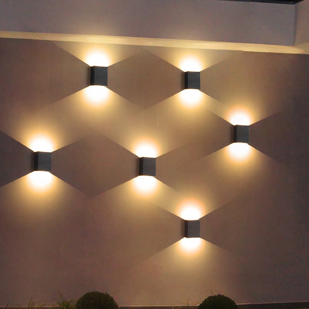 Waterproof Square LED Up and Down Wall Lights - Modern Outdoor Lighting