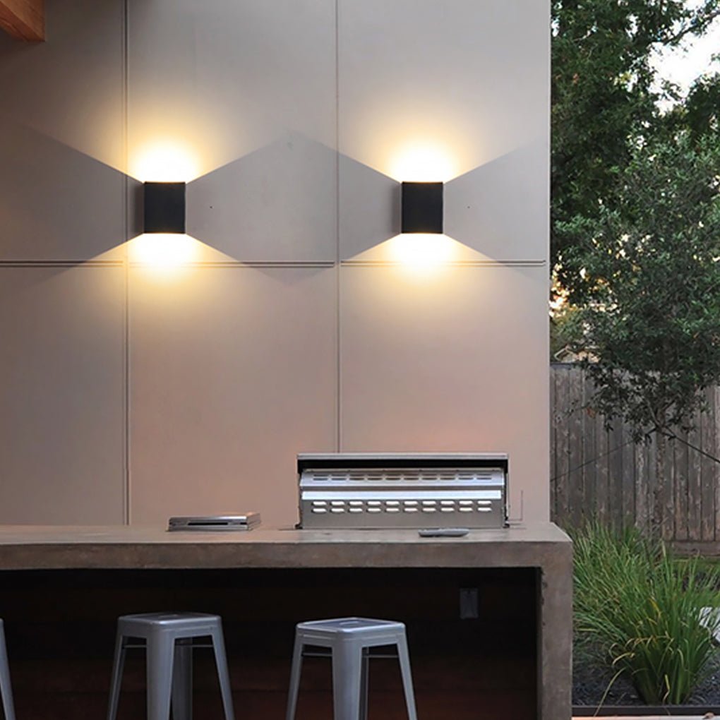 Waterproof Square LED Up and Down Wall Lights - Modern Outdoor Lighting