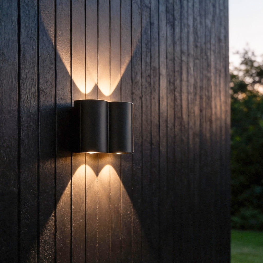 Outdoor Wall Light Black LED Up & Down Waterproof Garden Fixture