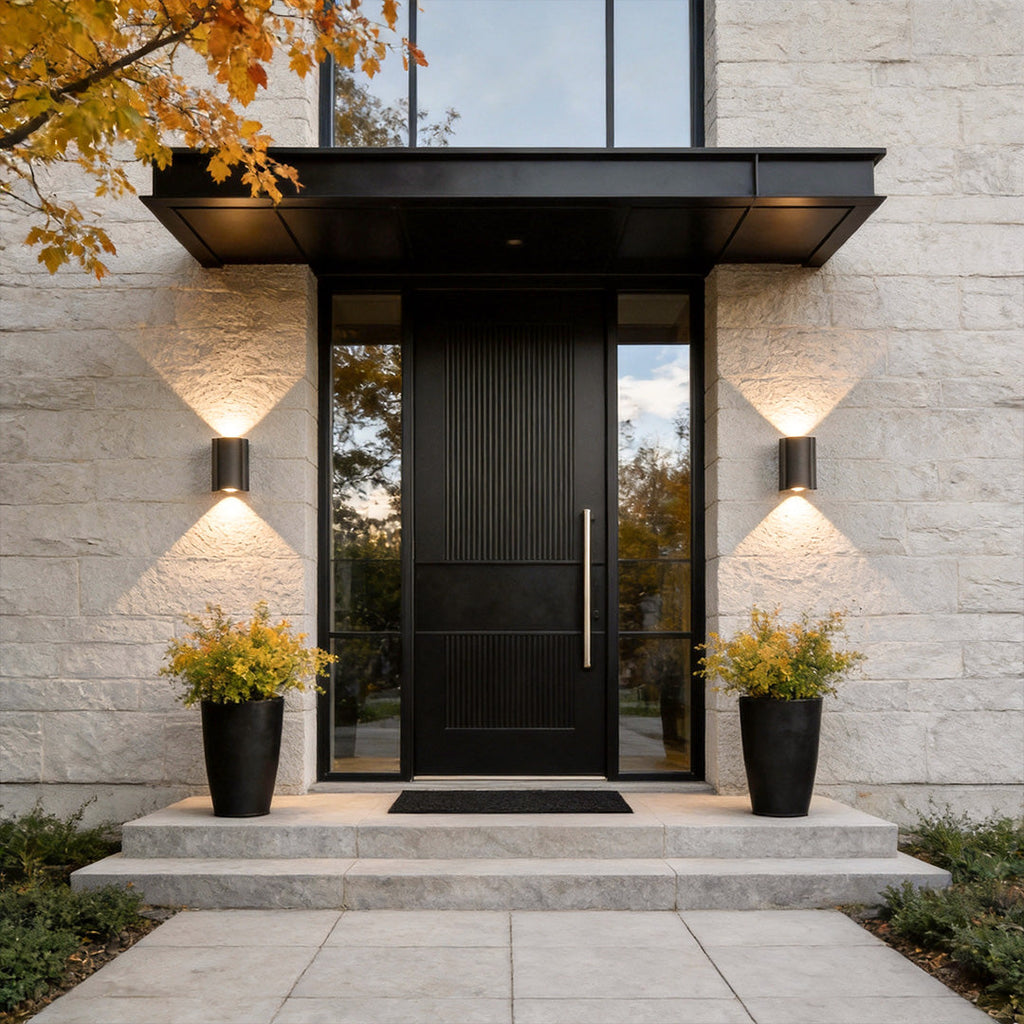 Outdoor Wall Light Black LED Up & Down Waterproof Garden Fixture