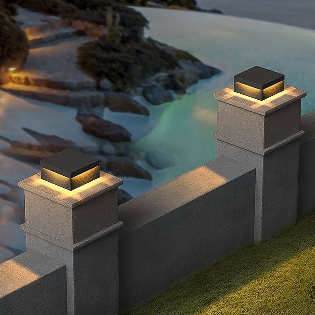 Square Waterproof Outdoor Fence Light - Modern Pillar Lighting for Patios and Gardens