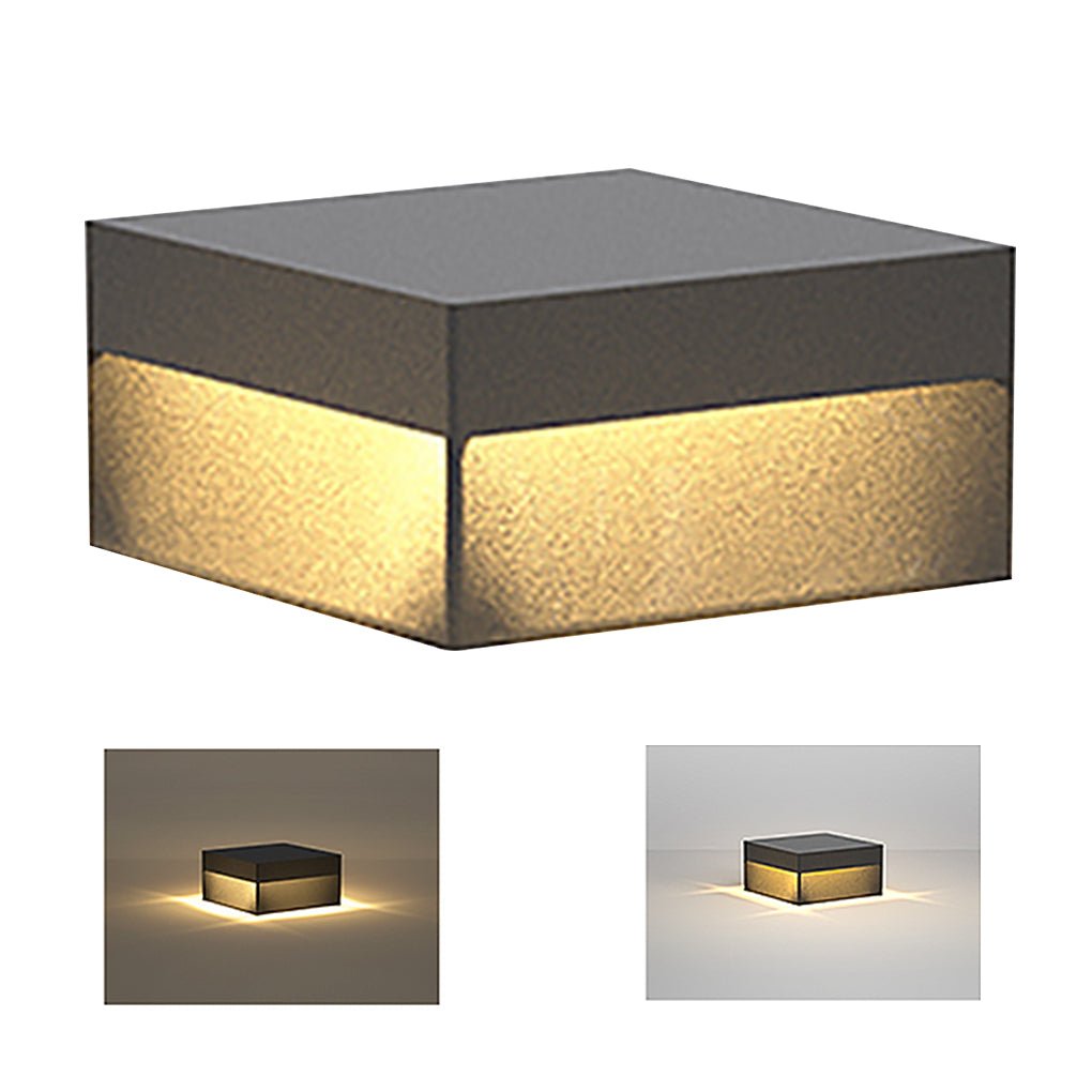 Square Waterproof Outdoor Fence Light - Modern Pillar Lighting for Patios and Gardens