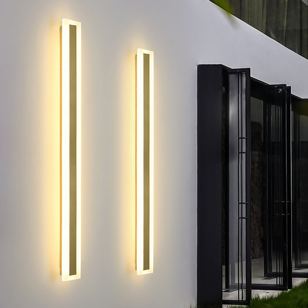 Gold Outdoor Wall Light - Minimalist Linear LED Design