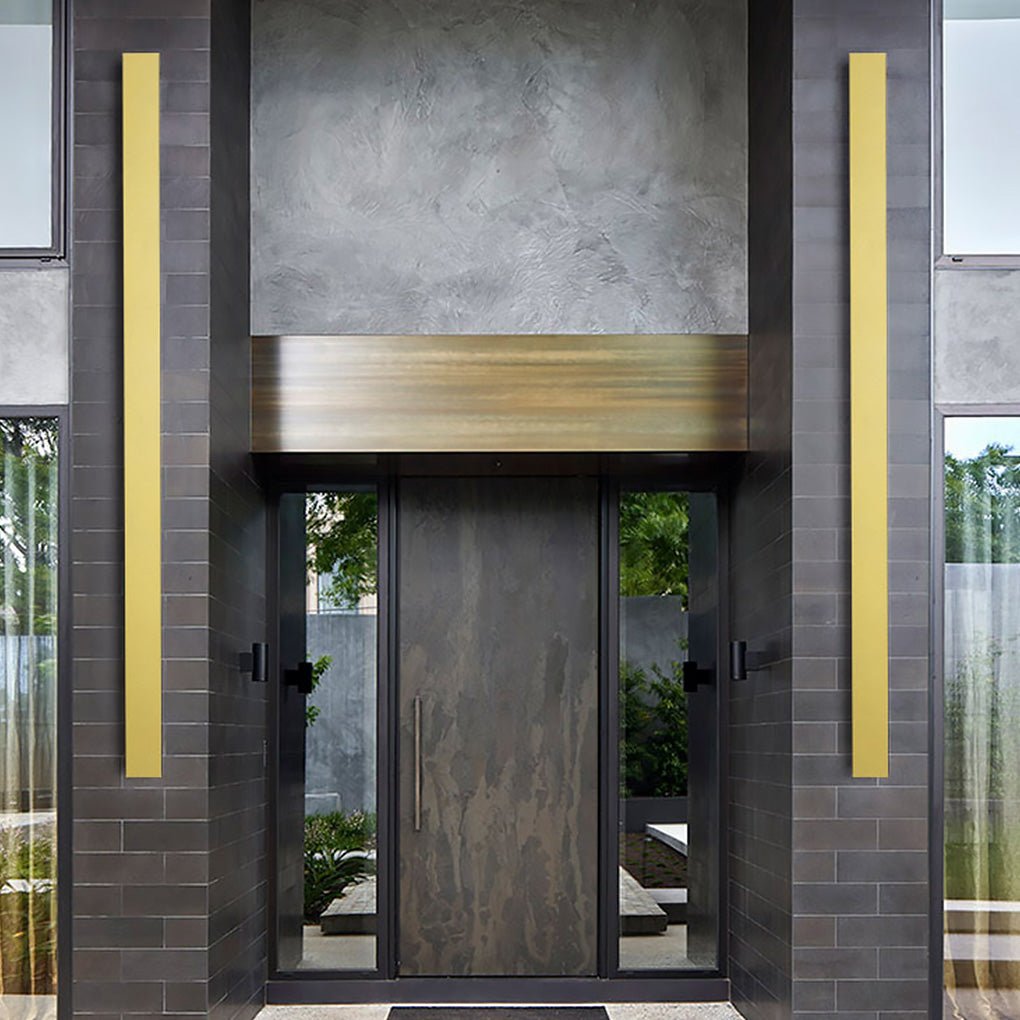 Gold Outdoor Wall Light - Minimalist Linear LED Design