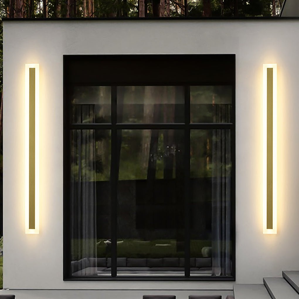 Gold Outdoor Wall Light - Minimalist Linear LED Design