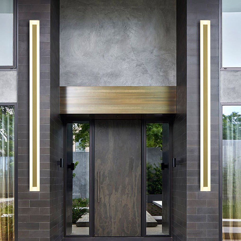 Gold Outdoor Wall Light - Minimalist Linear LED Design