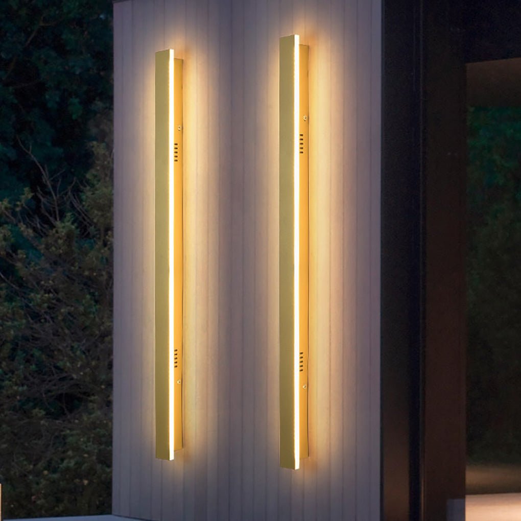 Gold Outdoor Wall Light - Minimalist Linear LED Design
