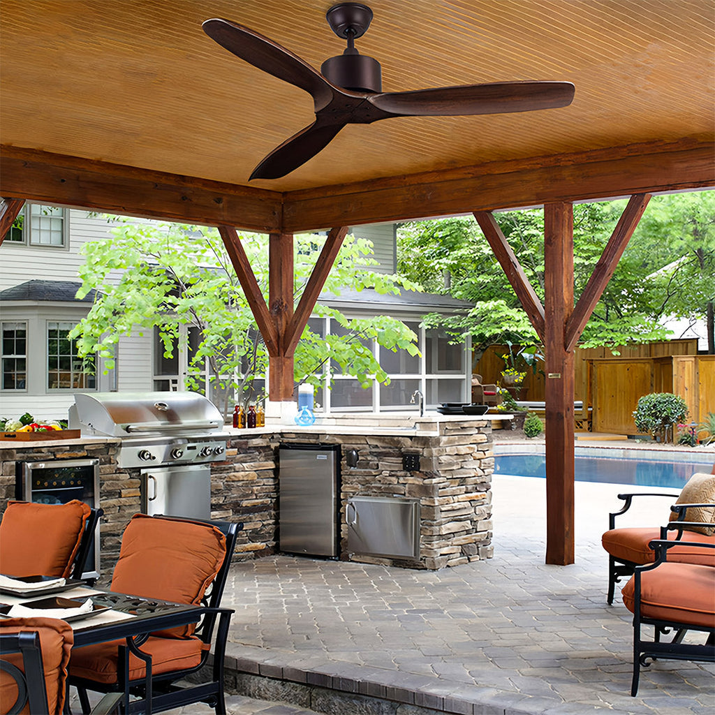 Modern Wood 3-Blade Ceiling Fan with Light - Stylish Fandelier Design