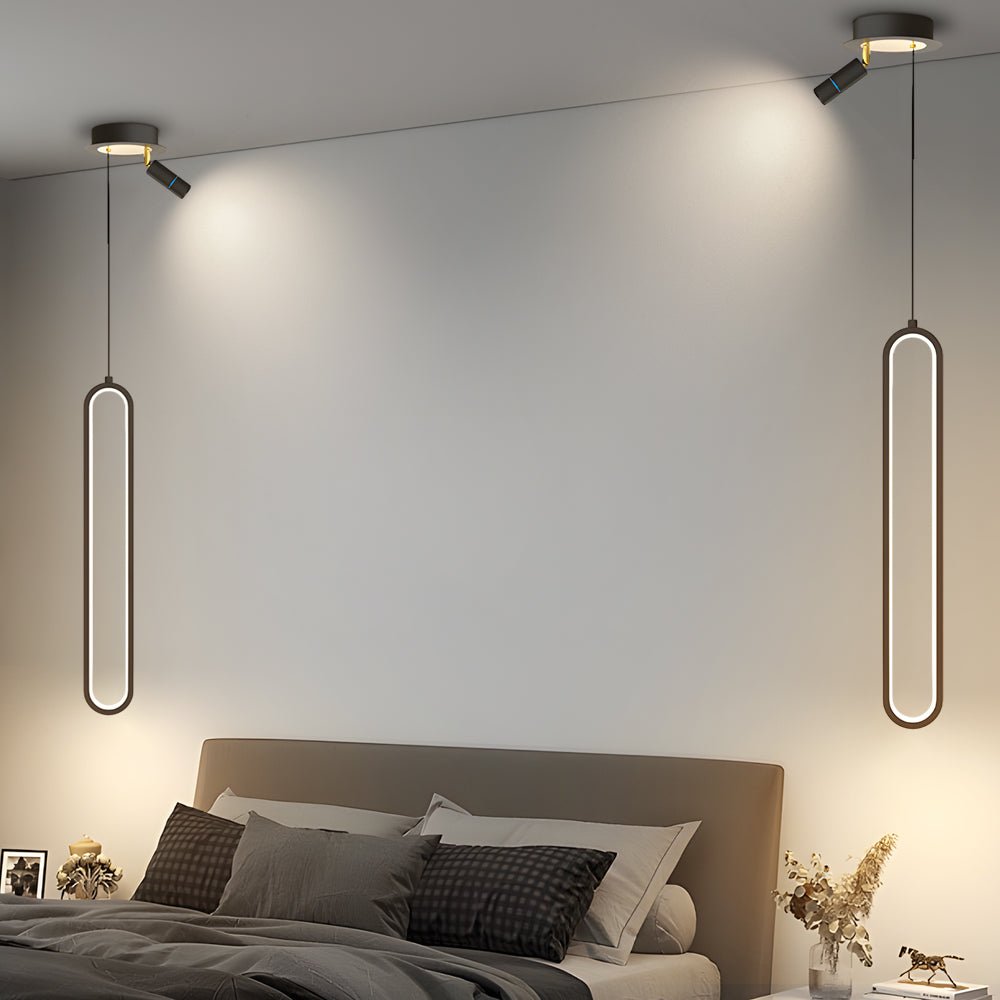 Oval Aluminum LED Pendant Light - 3 Step Dimming Modern Design with Spotlights