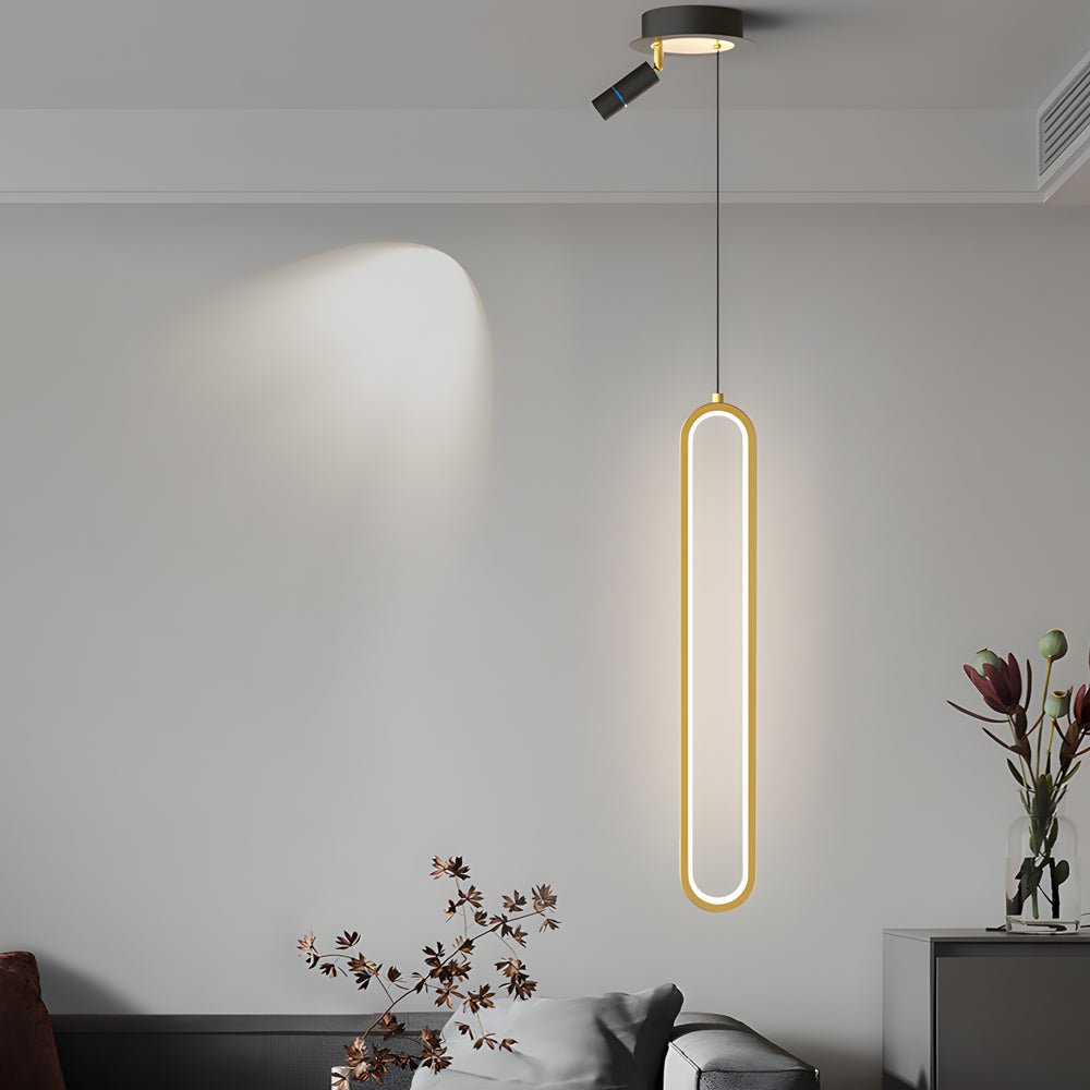 Oval Aluminum LED Pendant Light - 3 Step Dimming Modern Design with Spotlights