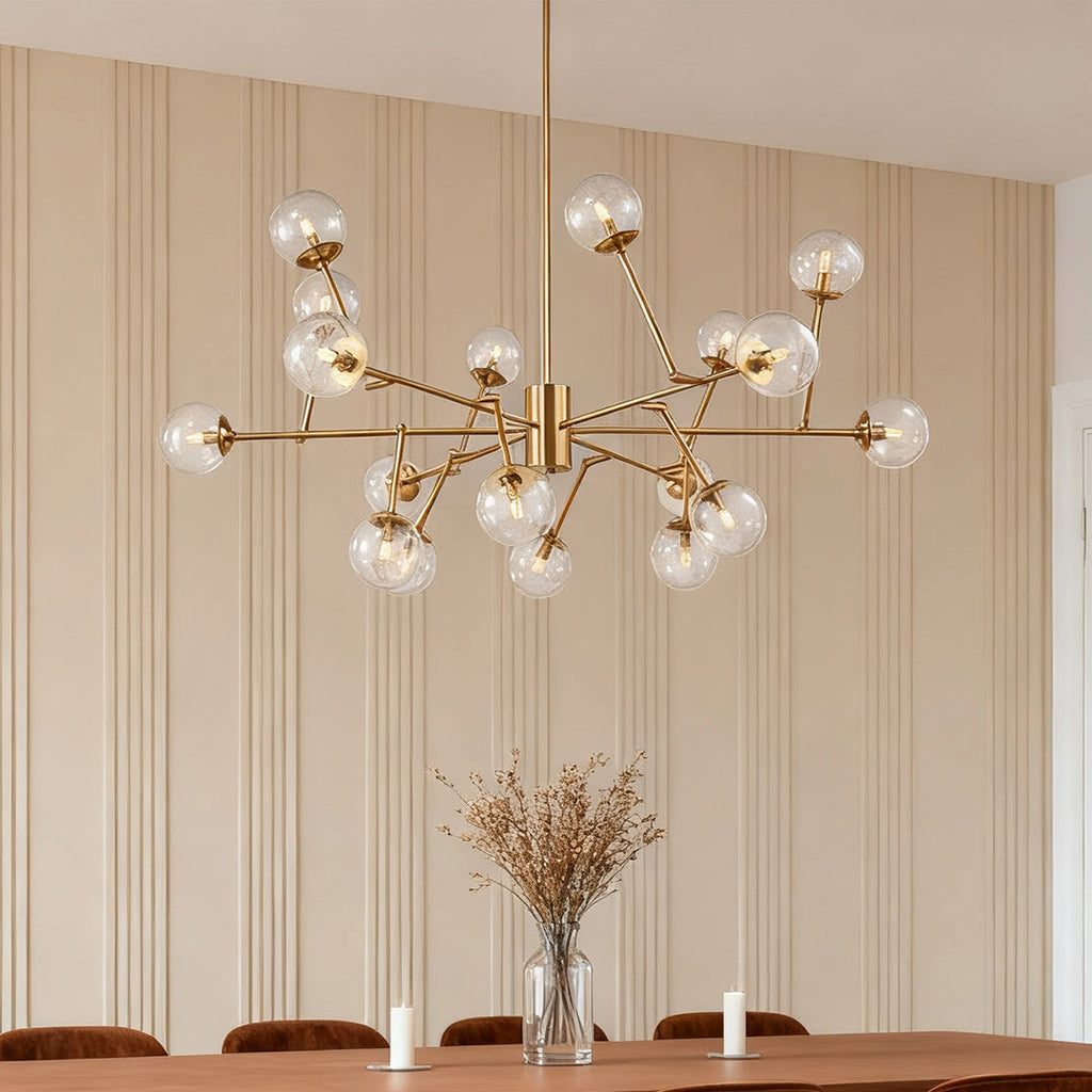 Bubble Sputnik Chandelier with Clear Glass Globes Ceiling Light