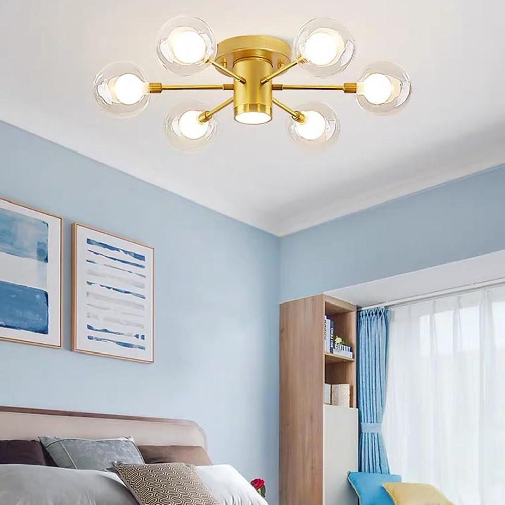 Globe Large Semi Flush Mount Metal Glass Ceiling Light