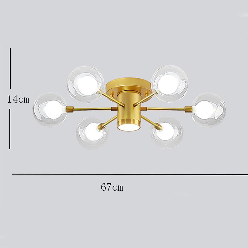 Globe Large Semi Flush Mount Metal Glass Ceiling Light