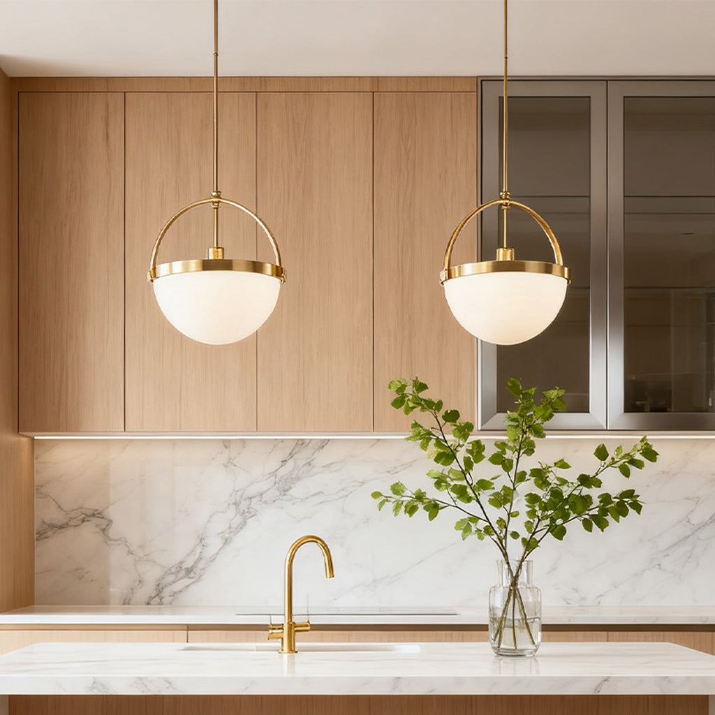 Gold and White Minimalist Pendant Light - Stylish Ceiling Fixture