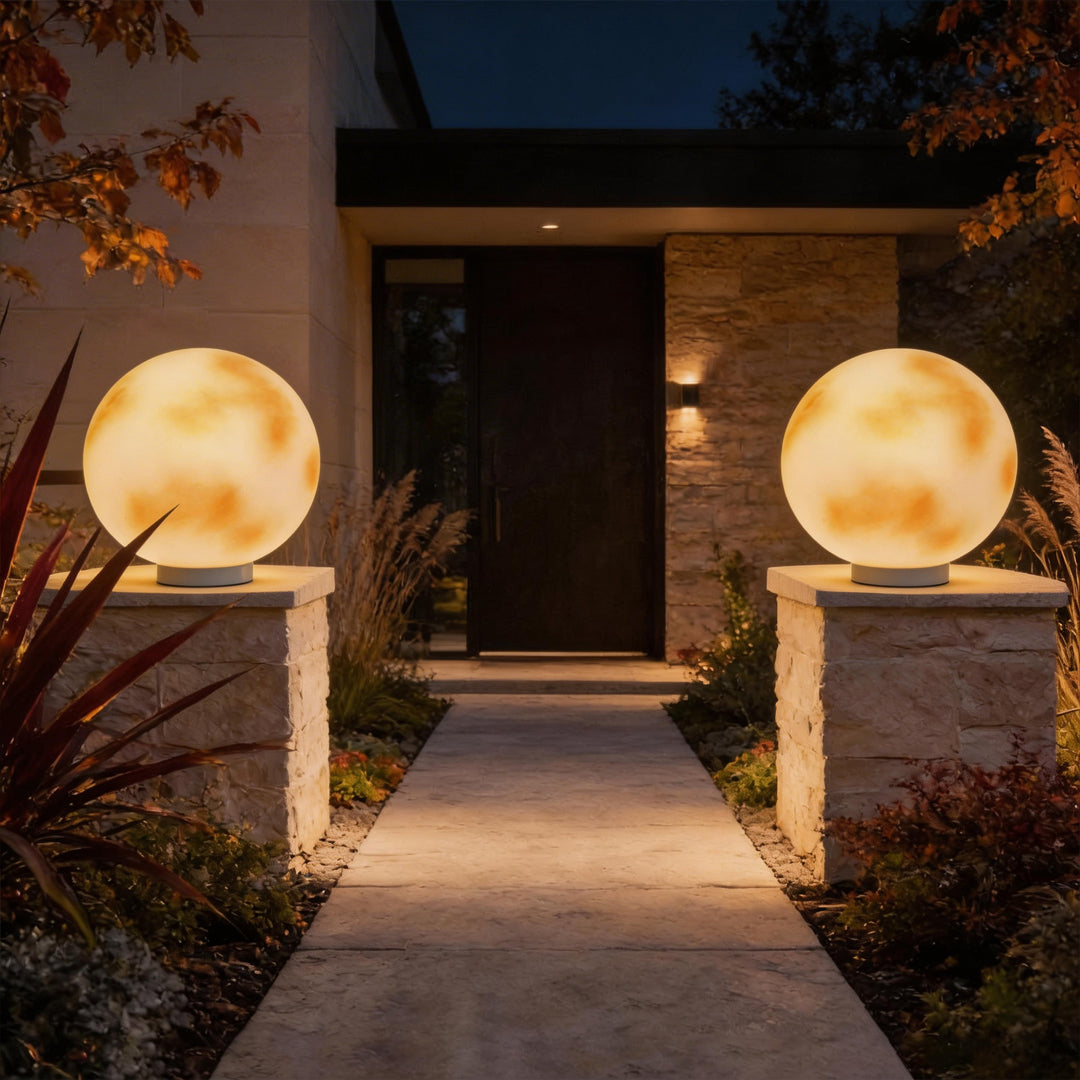 Moon-Shaped Stone Pillar Light - Outdoor Decorative Solar Lantern