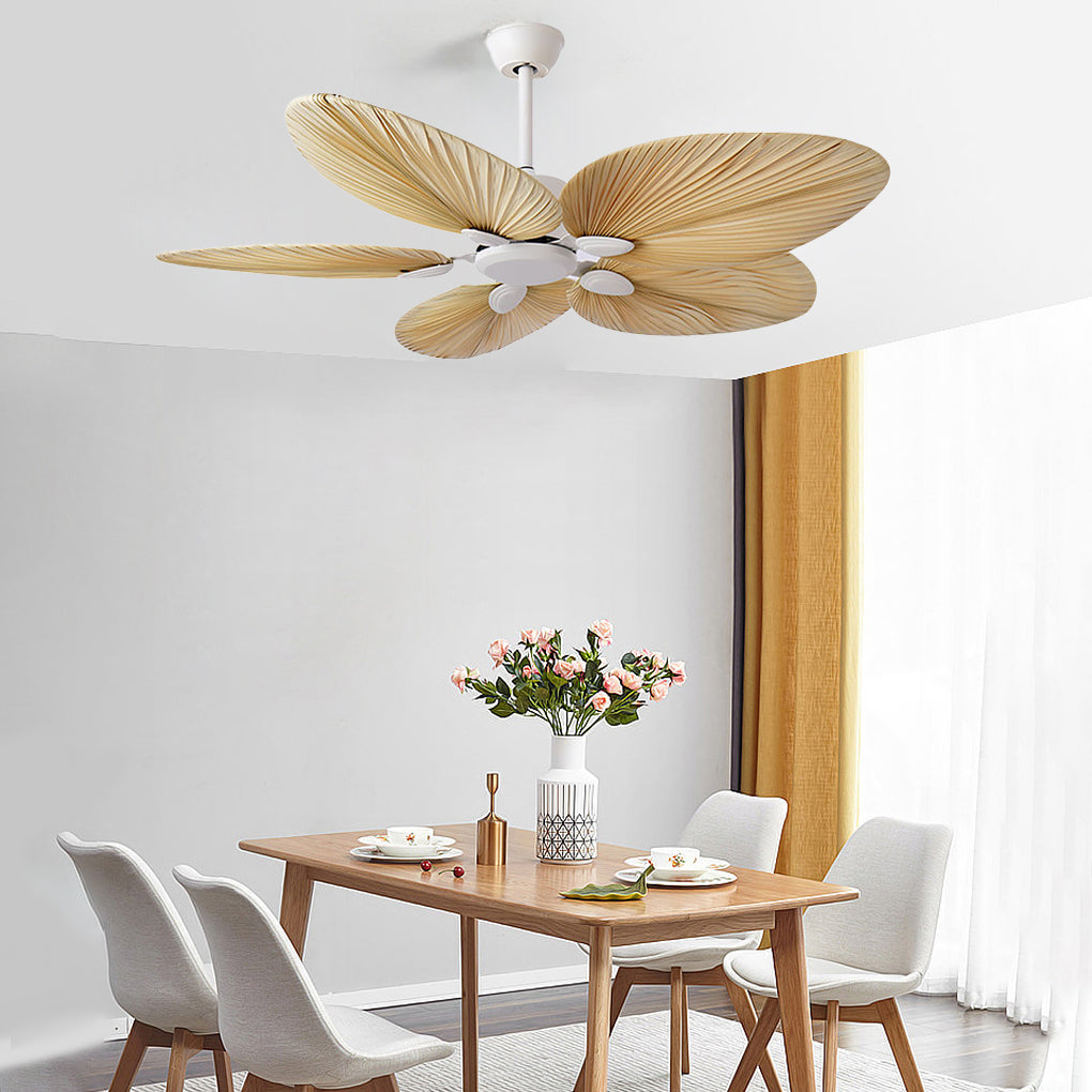 Modern Palm Frond Ceiling Fan - Silent Natural Iron Design