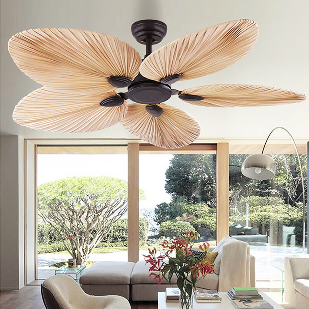 Modern Palm Frond Ceiling Fan - Silent Natural Iron Design