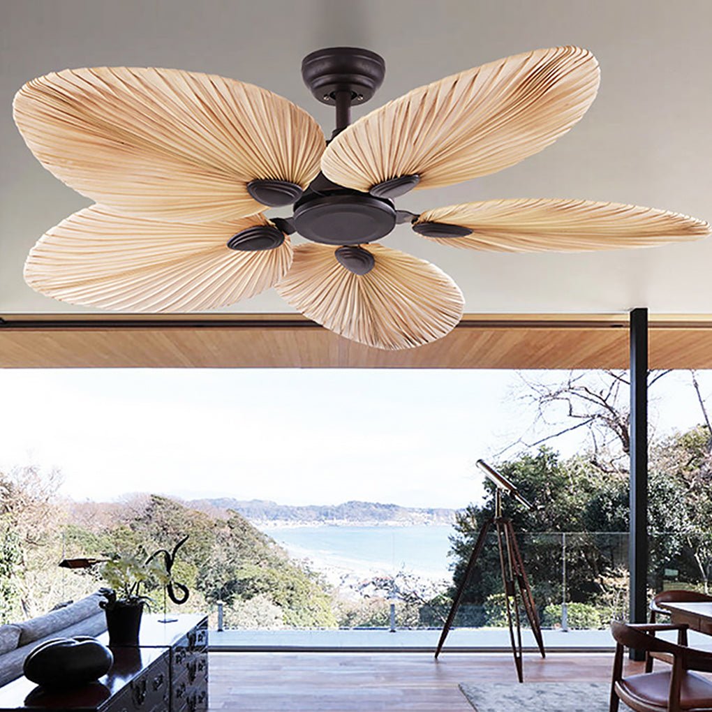 Modern Palm Frond Ceiling Fan - Silent Natural Iron Design
