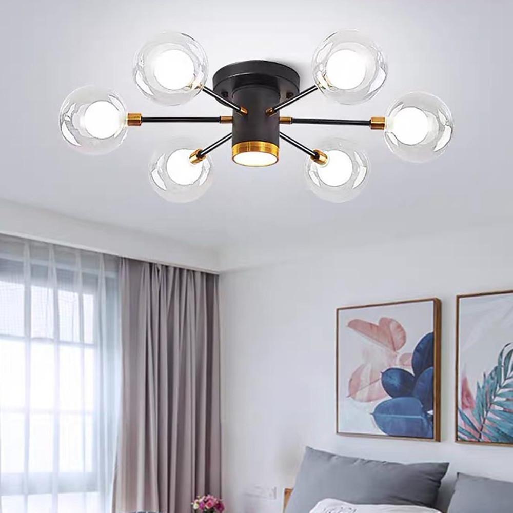 Globe Large Semi Flush Mount Metal Glass Ceiling Light