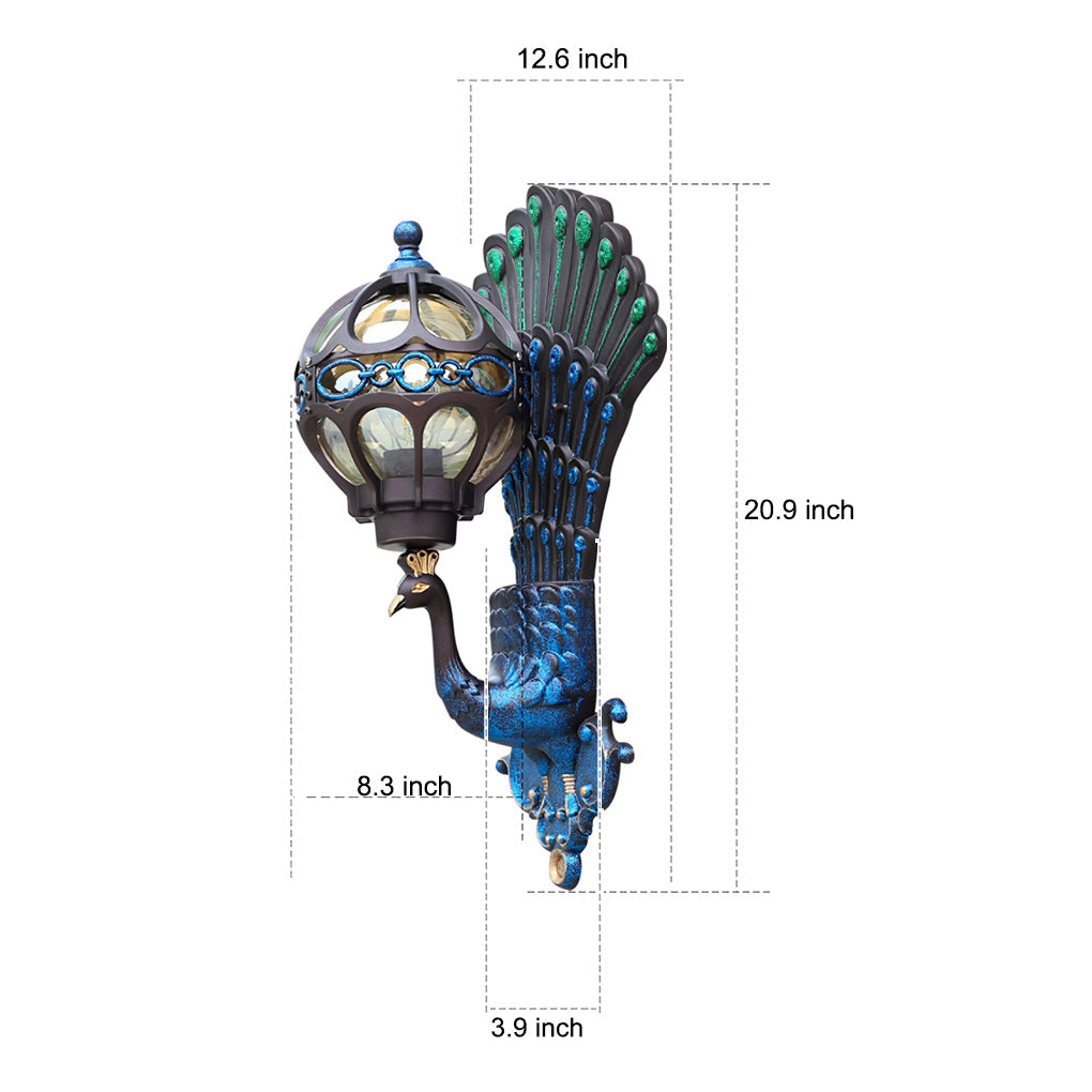 Peacock Waterproof Retro Aluminum Wall Sconce
