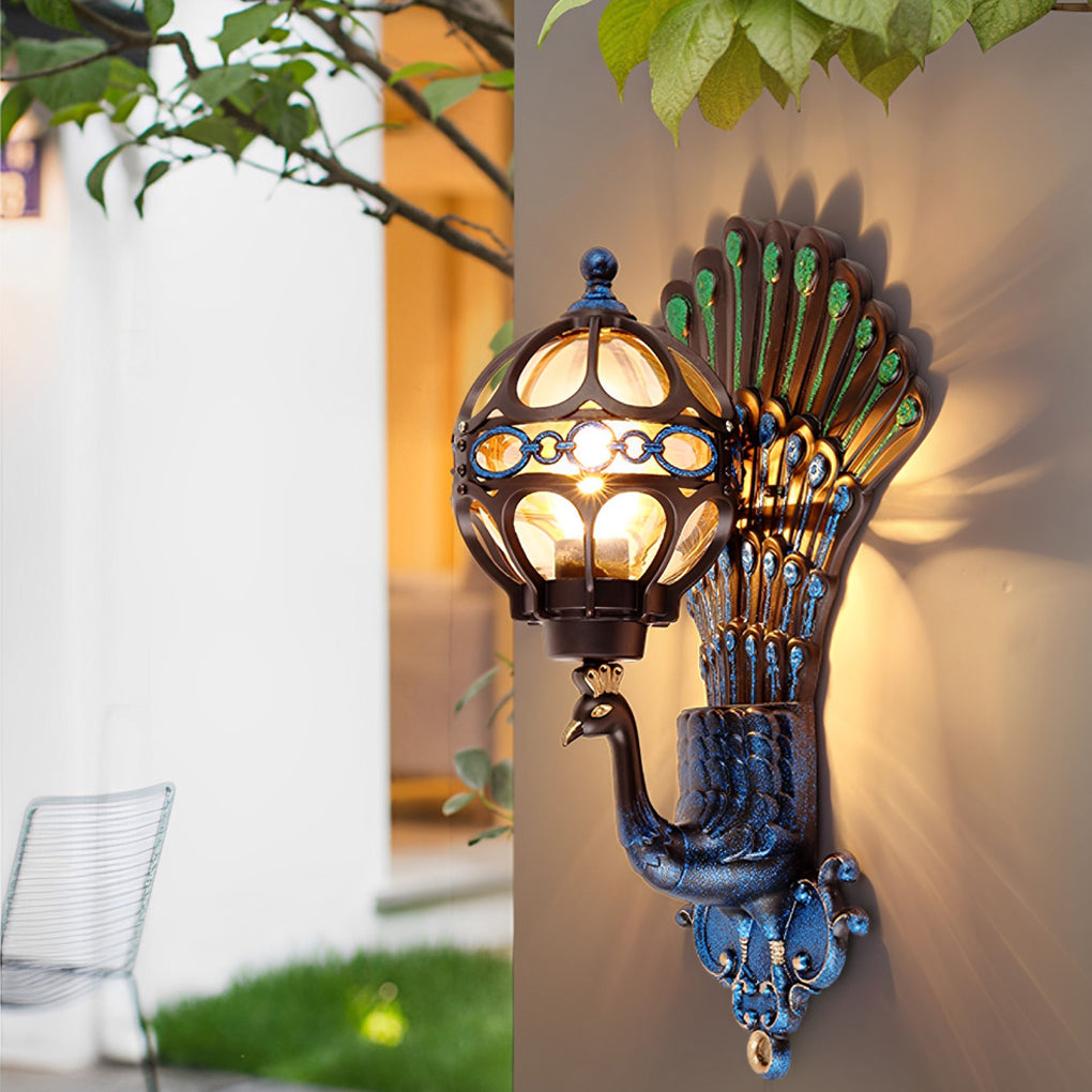 Peacock Waterproof Retro Aluminum Wall Sconce