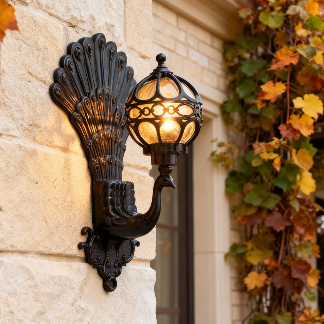Peacock Waterproof Retro Aluminum Wall Sconce