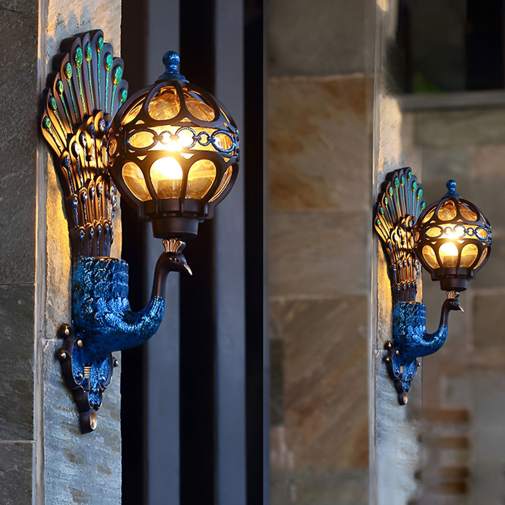 Peacock Waterproof Retro Aluminum Wall Sconce