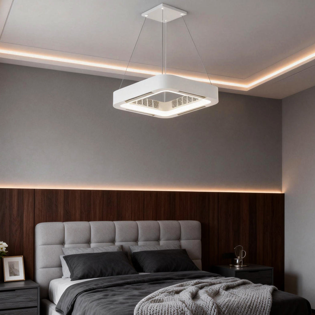 Low Profile Bladeless Ceiling Fan with LED Light Inverter - Modern Home Cooling Solution