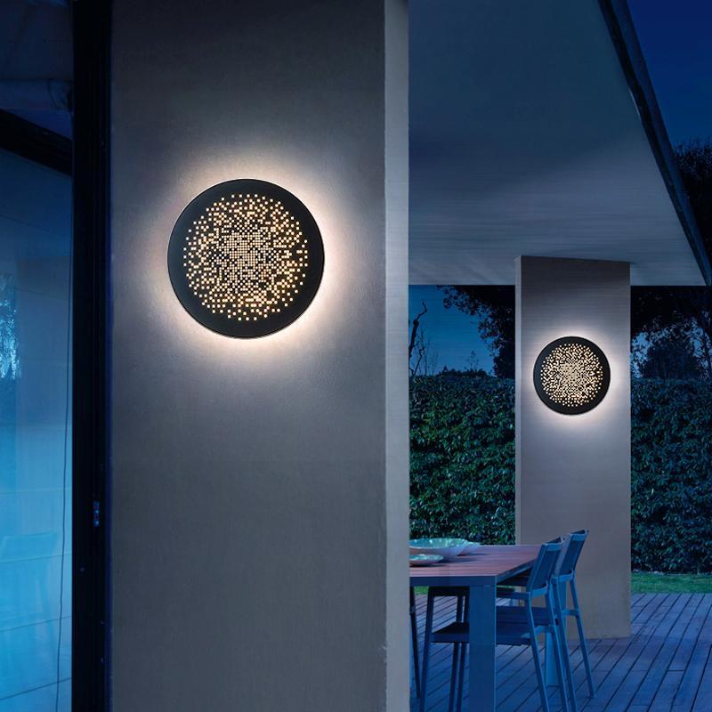 Perforated Metal Wall Sconce Waterproof LED Light Black