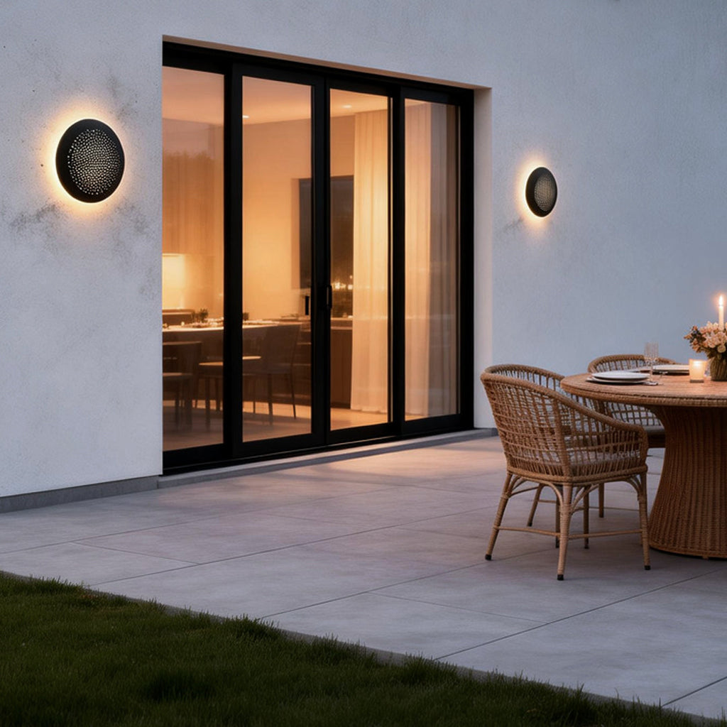 Perforated Metal Wall Sconce Waterproof LED Light Black