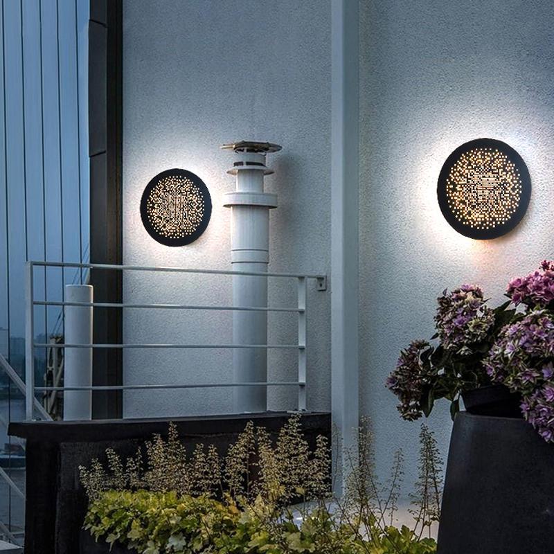 Perforated Metal Wall Sconce Waterproof LED Light Black