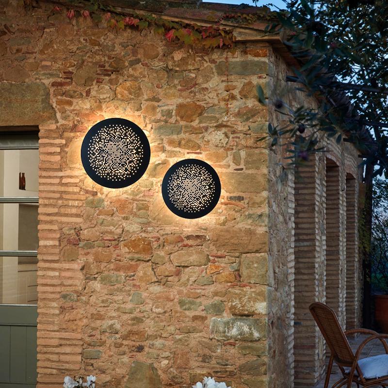 Perforated Metal Wall Sconce Waterproof LED Light Black