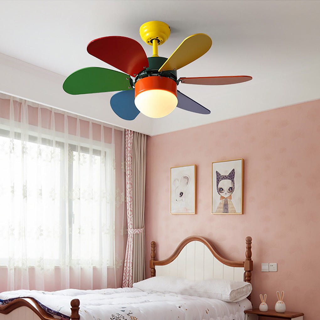 Colored Mini Ceiling Fan for Kids' Room - Creative Light Design