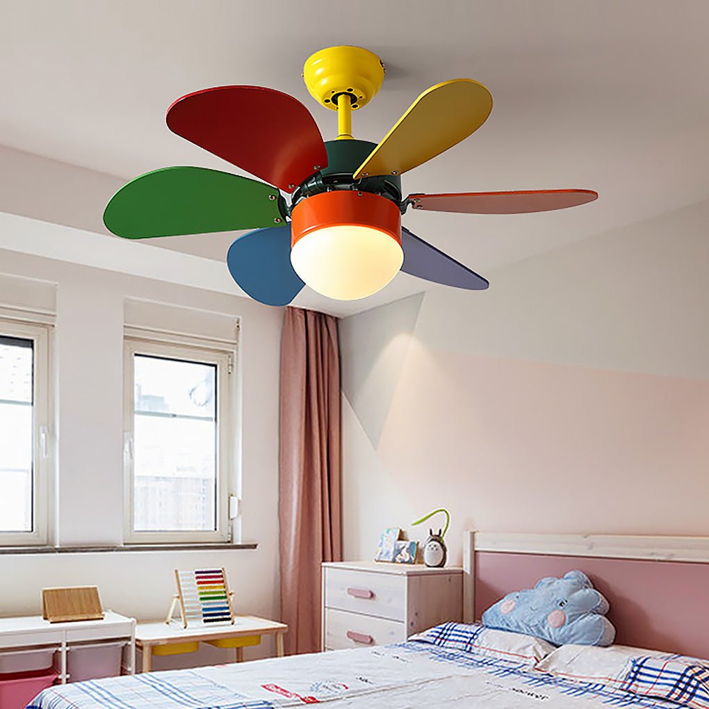 Colored Mini Ceiling Fan for Kids' Room - Creative Light Design