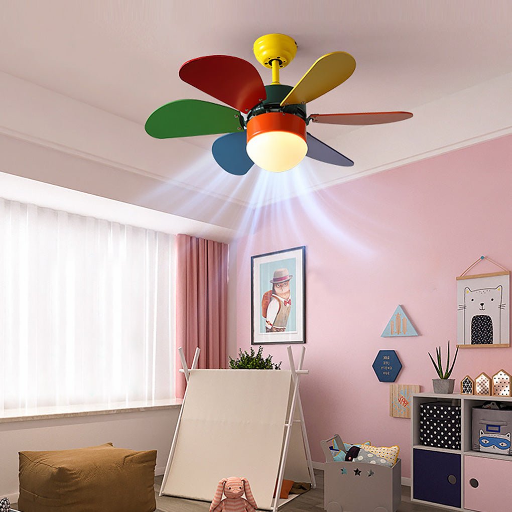 Colored Mini Ceiling Fan for Kids' Room - Creative Light Design