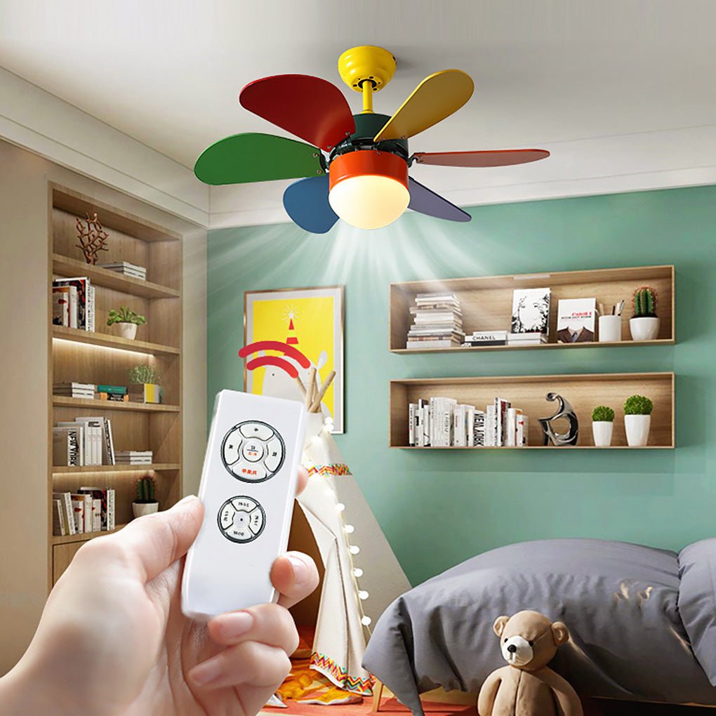 Colored Mini Ceiling Fan for Kids' Room - Creative Light Design