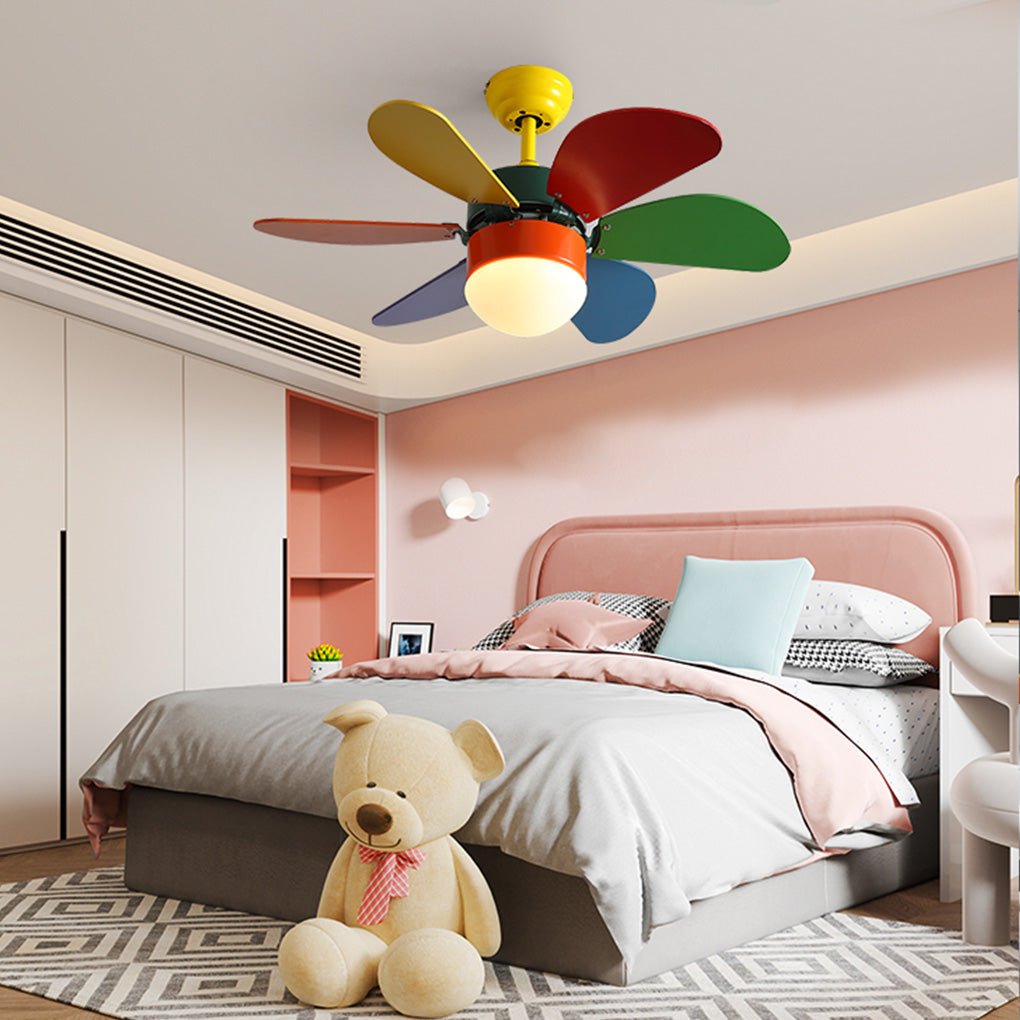 Colored Mini Ceiling Fan for Kids' Room - Creative Light Design